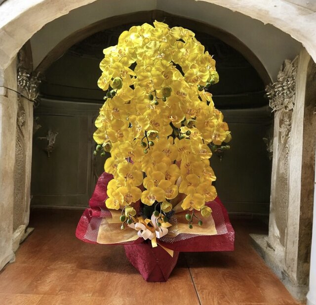 光触媒 人工観葉植物 ウォールグリーン フェイクグリーン 胡蝶蘭黄色