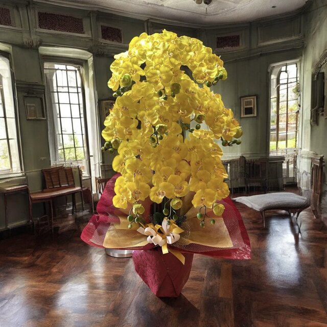 光触媒　人工観葉植物　ウォールグリーン　フェイクグリーン　胡蝶蘭黄色112 光触媒 人工観葉植物 ウォールグリーン フェイクグリーン 胡蝶蘭黄色