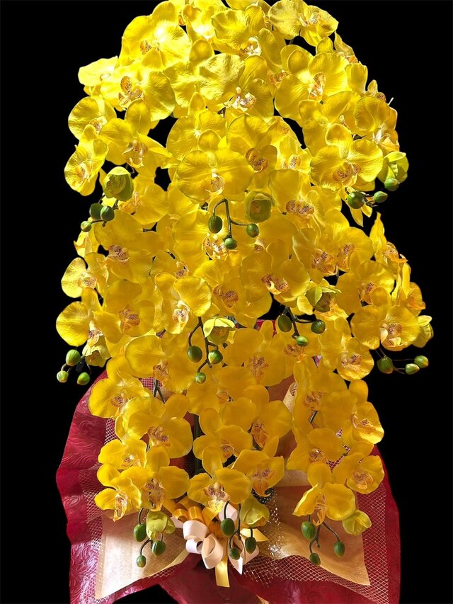 光触媒 人工観葉植物 ウォールグリーン フェイクグリーン 胡蝶蘭黄色