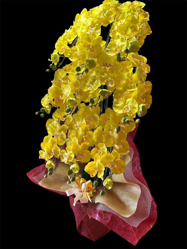 光触媒 人工観葉植物 ウォールグリーン フェイクグリーン 胡蝶蘭黄色