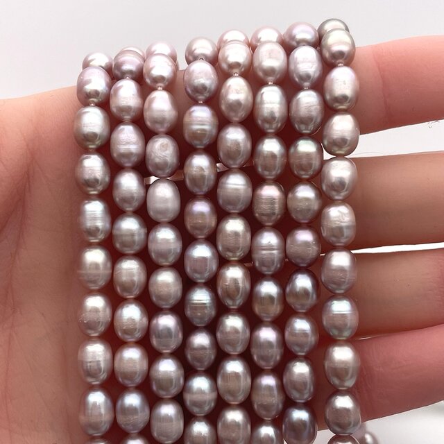 真珠 念珠（数珠） パール 淡水真珠 7.0-8.0mm シルバーブルー