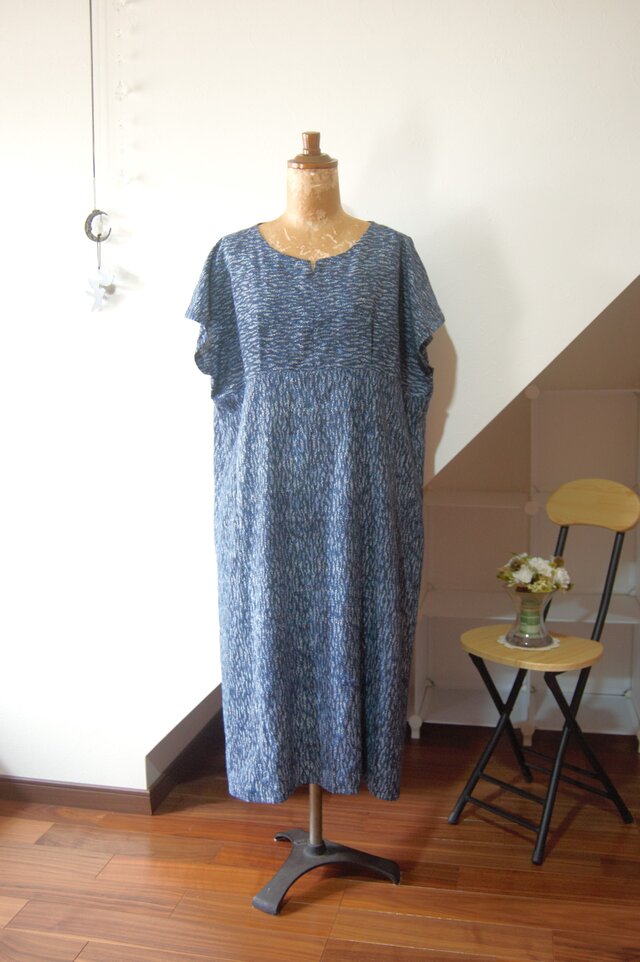 展示品 浴衣地 水面のゆらぎワンピース 着物リメイク | iichi 日々の