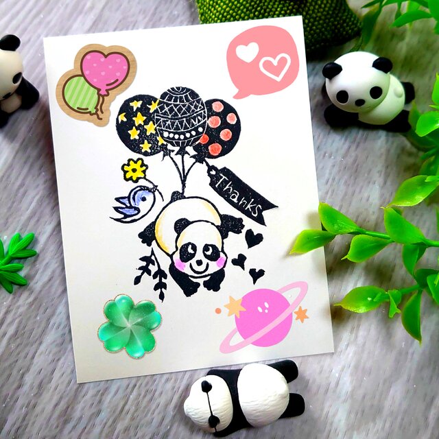 消しゴムはんこ「パンダ・ふうせん」