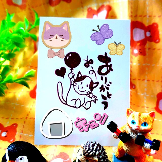 xipangu★消しゴムはんこ★thanks(ねこ) 消しゴムはんこ「ネコ・thank you」 | iichi 日々の暮らしを