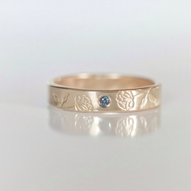 アレキサンドライト ローズ フラットリング 14kgf ピンキーリング対応  6月誕生石 誕生花 バラ ご褒美 ギフト