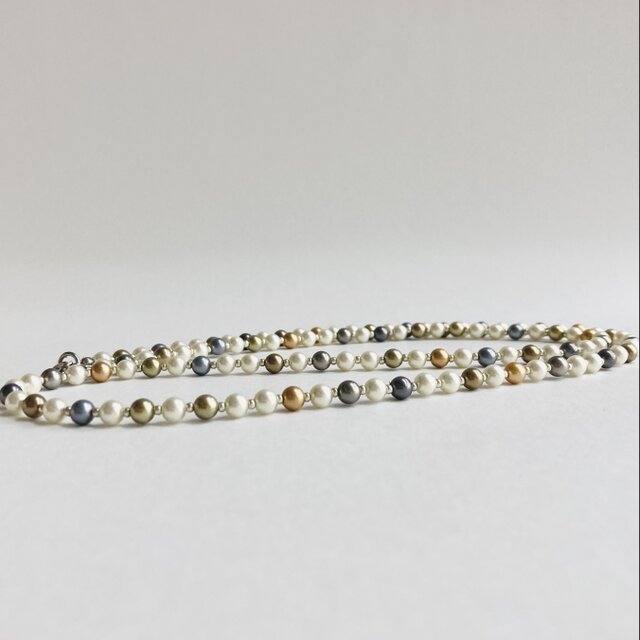 ガラスパールとビーズのマルチカラーオペラネックレス/5mm約78cm/マルチカラーmix/R/日本製