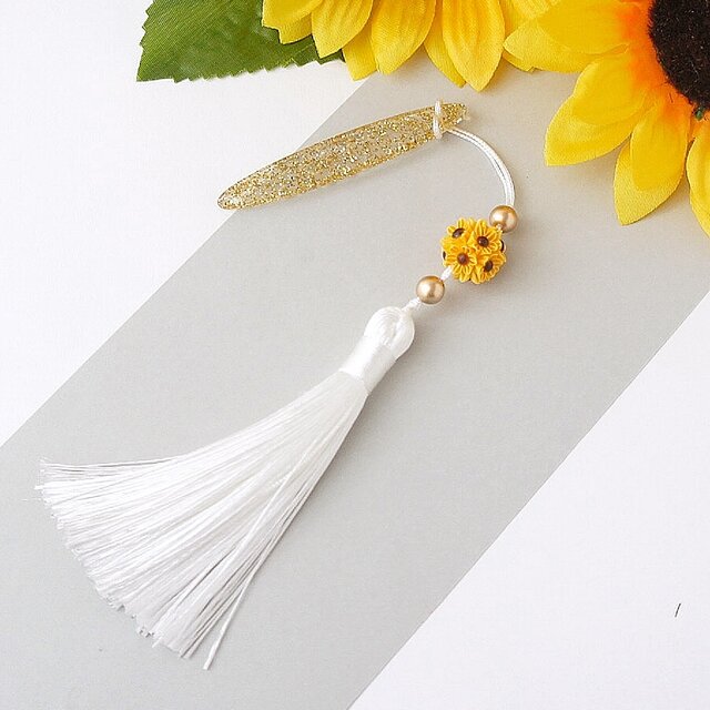 帯飾り 「ひまわり」 タッセル 房 つまみ細工 オレンジ色 根付 和装 着物 浴衣 夏の花 帯周り プレゼント 人気