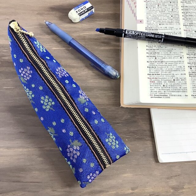 【ぶどう】畳縁　テトラ型　ペンケース　紺色　フルーツ　秋