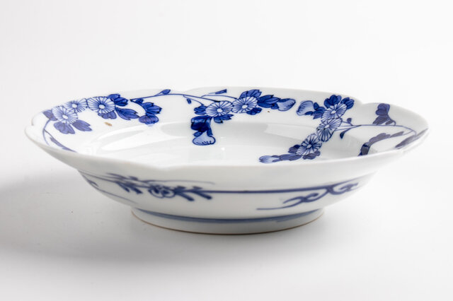 古伊万里 染付輪花菊花文平鉢 1客 明治時代 D714 個体B | iichi