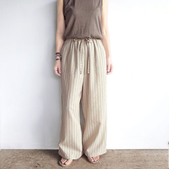 EXODUS ピンストライプ レーヨン イージーパンツ ピンストライプ ワイド イージーパンツ セットアップ対応（スラックス