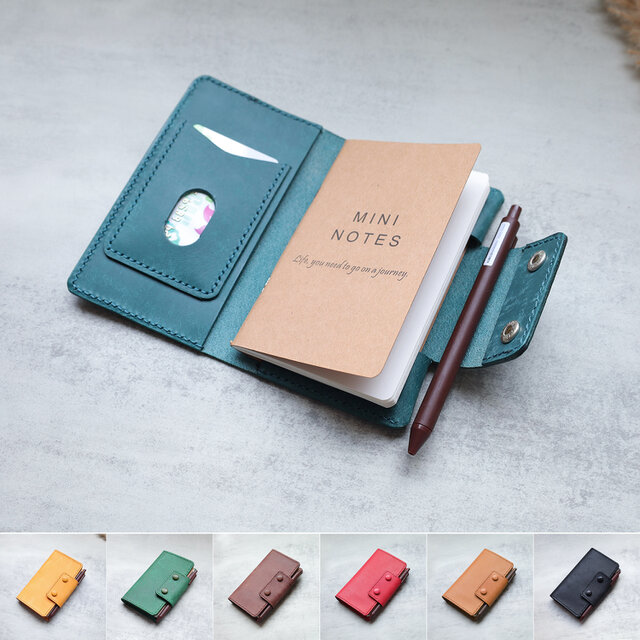 8色展開！差し替えできる本革ミニノートカバー／手帳にも