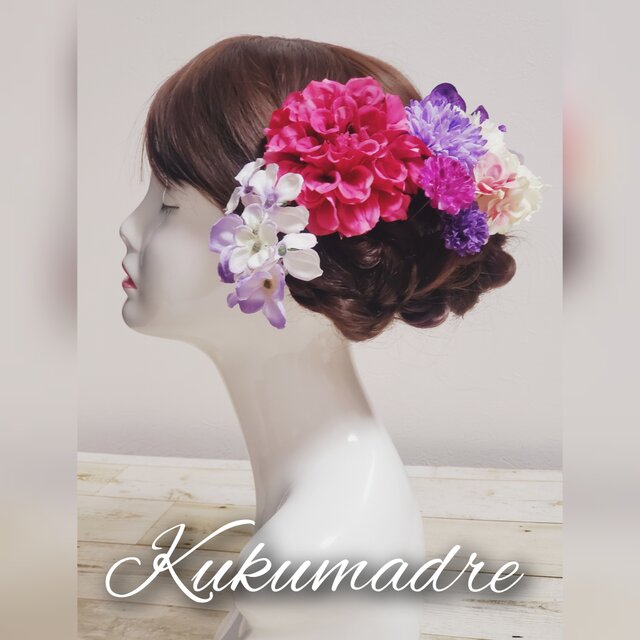 パープル系髪飾り9点set　No870