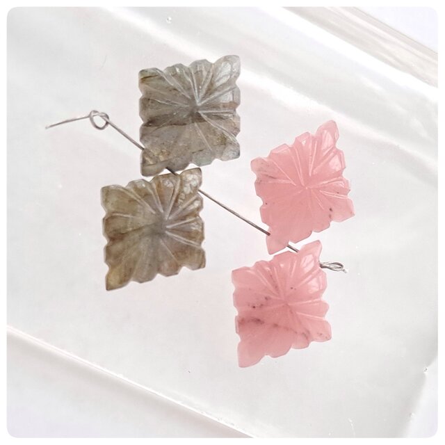 ∴天然石ビーズ∵ ローゼンジカービング 4粒セット1 | iichi