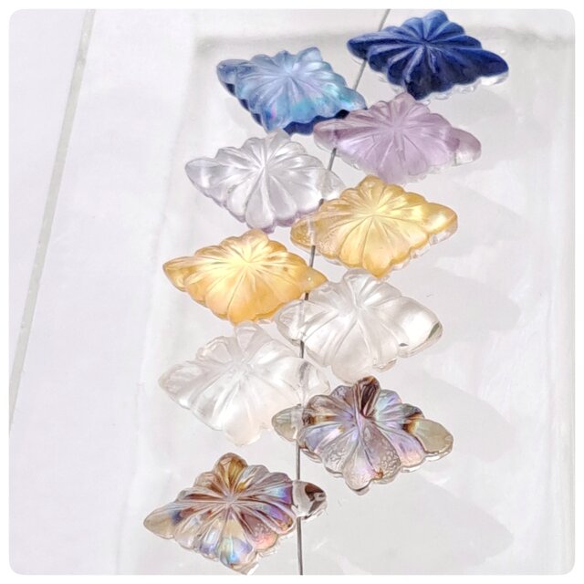 ∴天然石ビーズ∵ ローゼンジカービング 10粒セット1