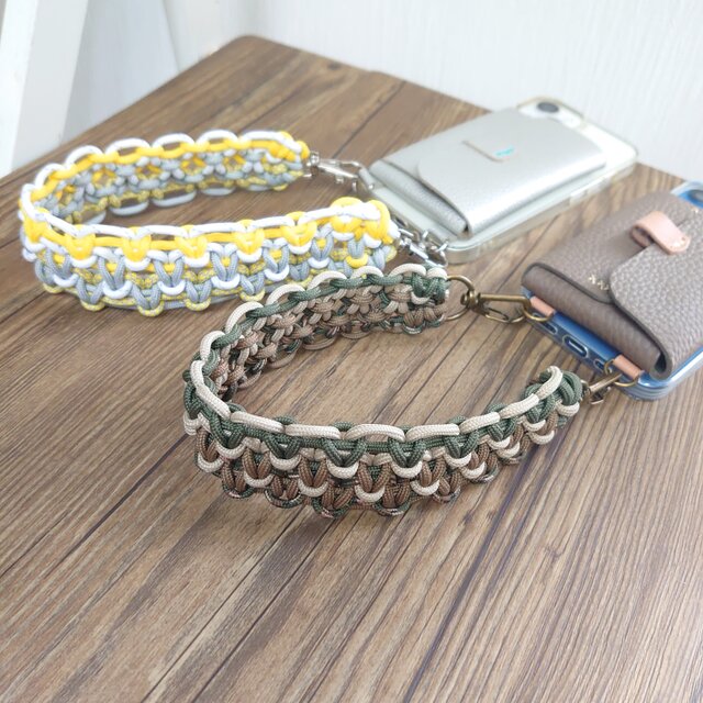 ワイドスマホストラップ ショート ハンドストラップ ＜カーキミックス＞