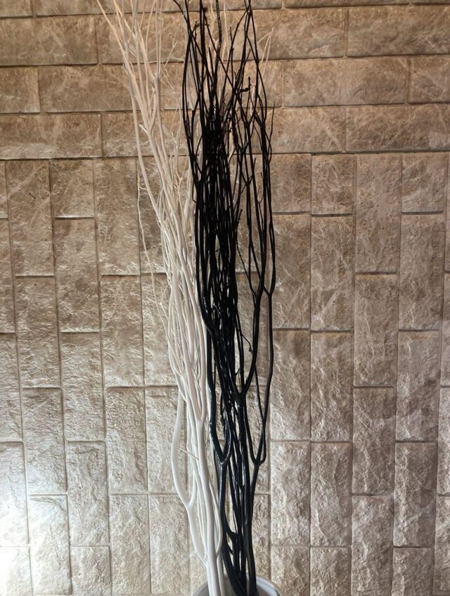 光触媒　人工観葉植物　フェイクグリーン　ブラックホワイトブランチ花器付 光触媒 人工観葉植物 フェイクグリーン ブラックホワイト