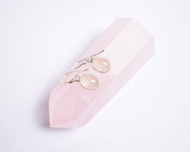ゆい⭐️天然石ピアス5023⭐️1点もの ピンクジェイド スワロフスキー 虹入り♪ 1点物大ぶり高品質セレナイト＆ブラジル産宝石質カイヤ