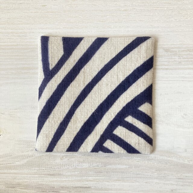 型染め コースター10センチ角「糸巻き」