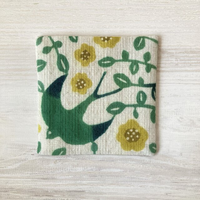 型染め コースター10センチ角「つばめと花」