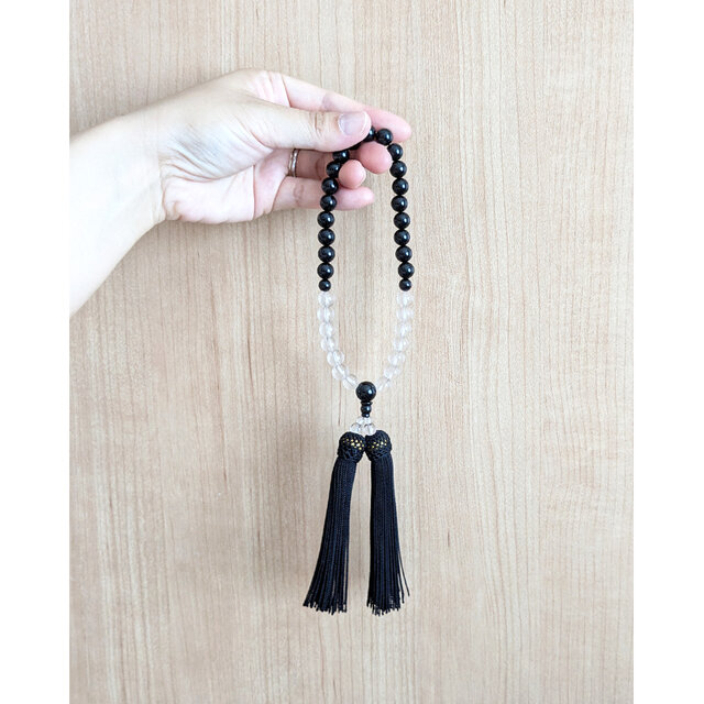 ペア・お揃い・夫婦数珠【念珠2点セット】オニキス＆水晶