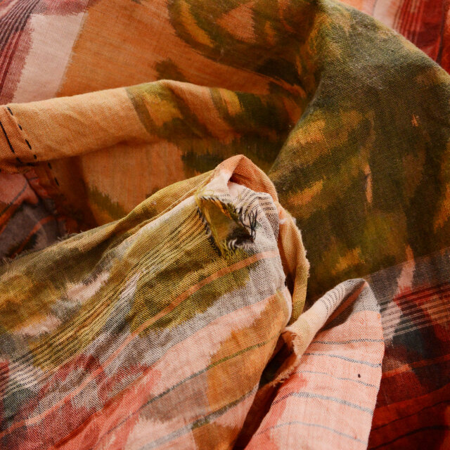 古布 木綿 布団皮 花柄 昭和中期 ほどき 6幅 約170×189cm ジャパン