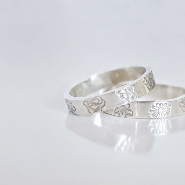 《誕生花 (選べる4種)》フラットリング SV950 ピンキーリング対応 シルバー シンプル ひまわり追加 ご褒美 ギフト
