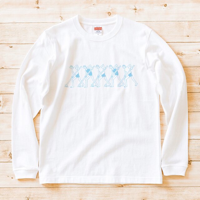 長袖Tシャツ『プール掃除・水色画』男女兼用 ロンT