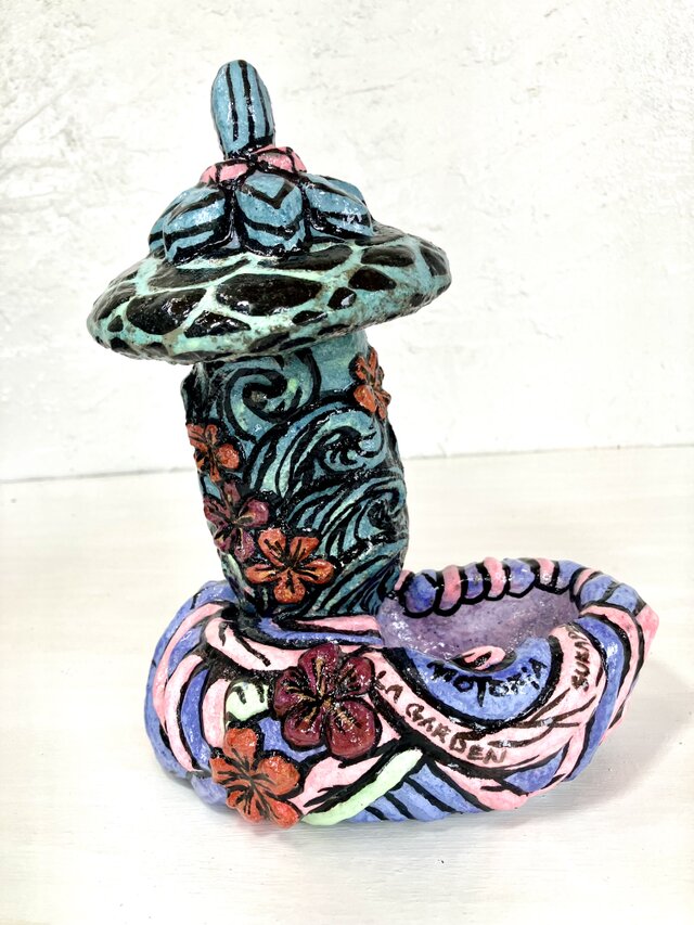 ミニ和風庭園 苔 アレンジ 灯篭プランター オブジェ手作り セメント