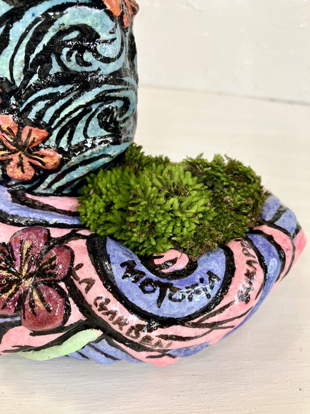 ミニ和風庭園 苔 アレンジ 灯篭プランター オブジェ手作り セメント