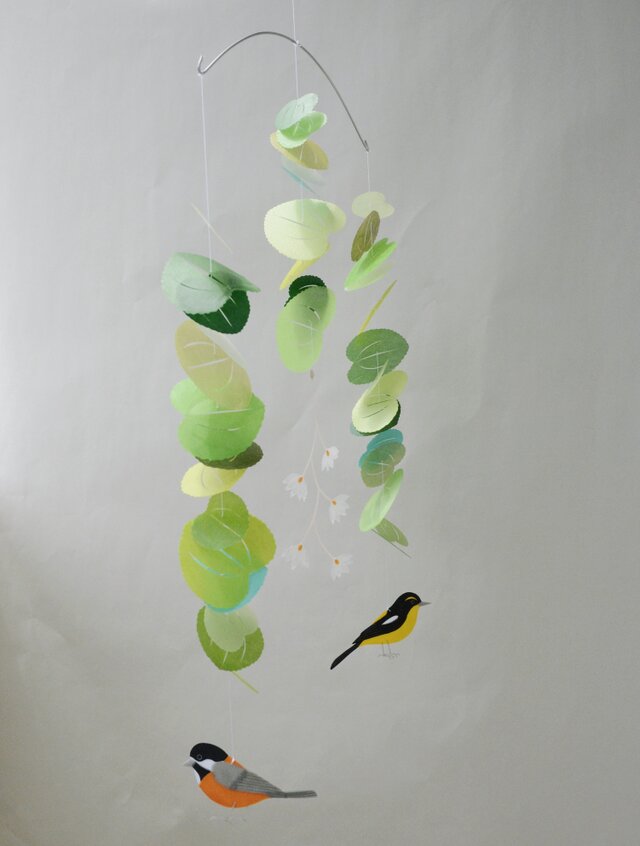 モビール＊カツラの葉と小鳥