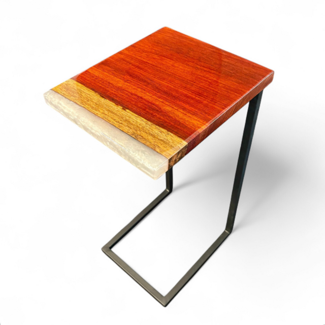 サイドテーブル リバー アイアン 無垢 木製 天然木 一枚板 コの字 北欧