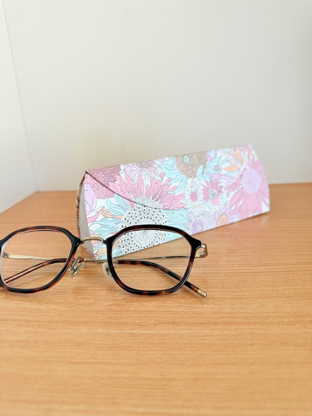 【受注制作】メガネケース・リバティスモールスザンナ（ピンク＆ブルー）