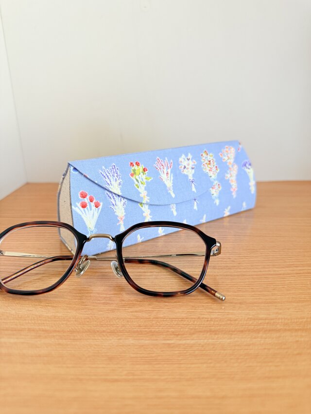 【受注制作】メガネケース（ブーケ×生成り）
