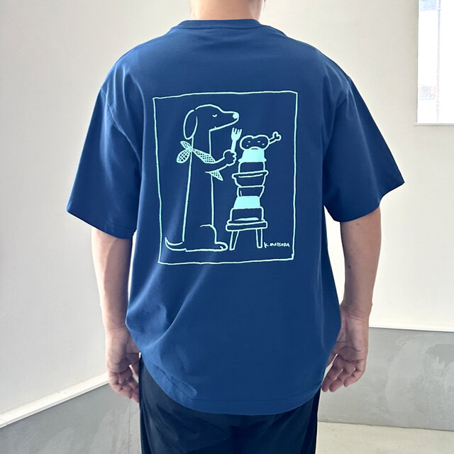 『2025新作』【ユニセックス】コラボプリント リラックスフィットTシャツ 5色展開【ブルー】