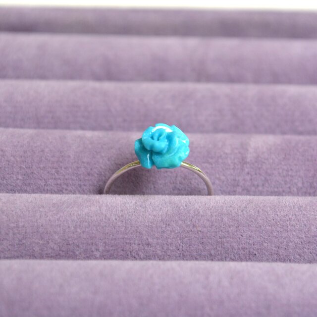 ☆トルコ石（ターコイズ）のローズリング＊SV925☆送料無料♪ | iichi