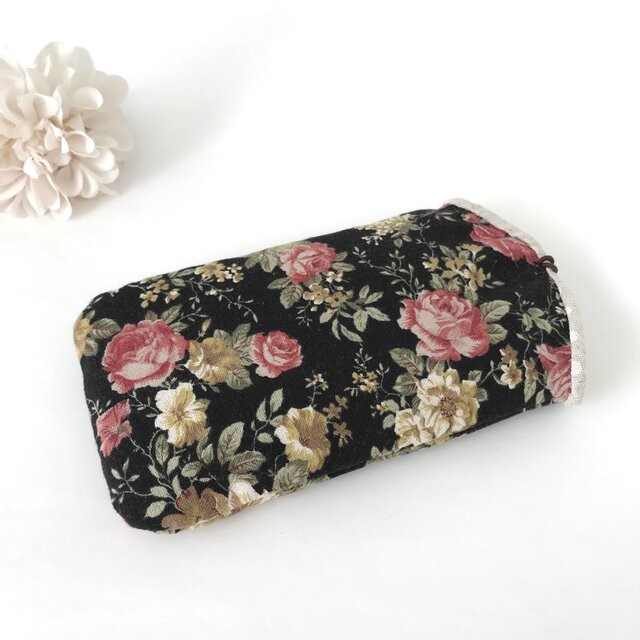 スマホケース スマホポーチ iphoneポーチ アンティーク フラワー 花柄
