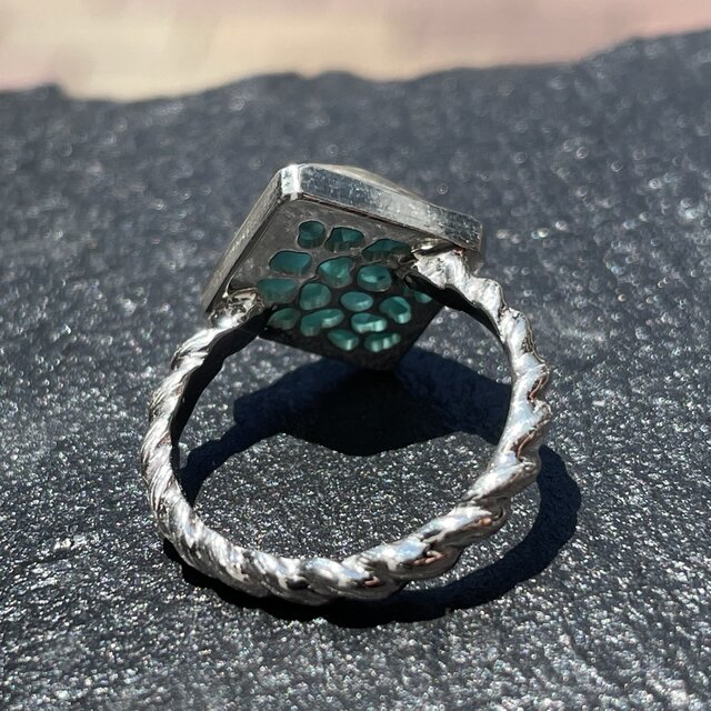 アパタイト × ルチルクォーツ ダブレット石 SQ立体カット シルバー