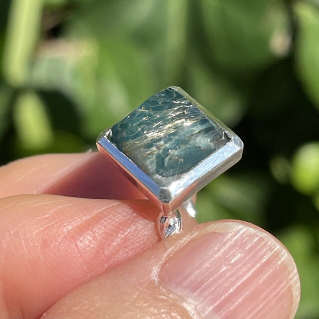 アパタイト × ルチルクォーツ ダブレット石 SQ立体カット シルバー