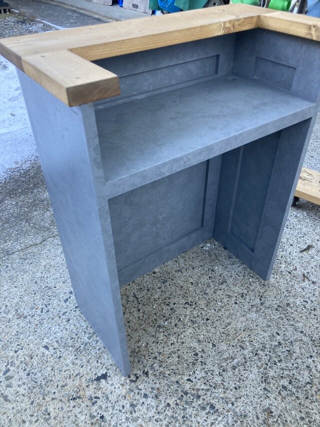 受注製作】グレーストーン柄☆石目☆モルタル☆受付カウンターテーブル