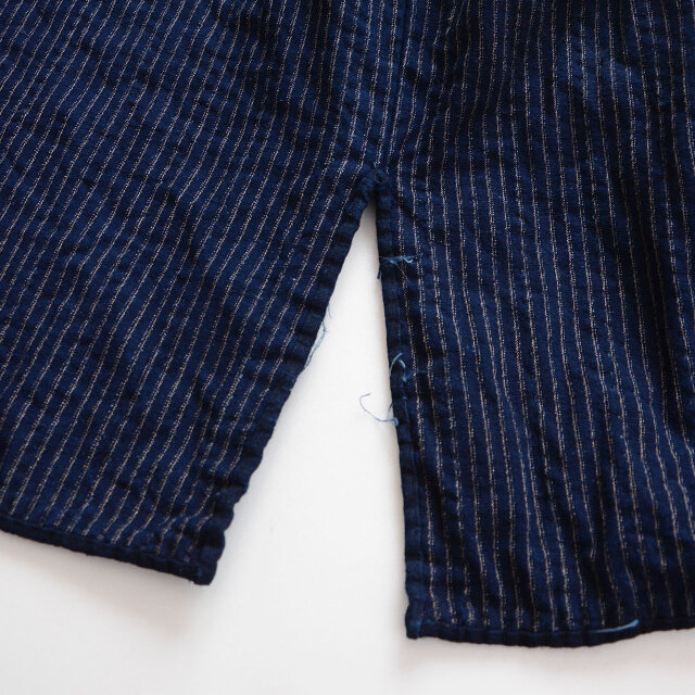 野良着 荒刺し子 藍染 縞模様 藍無地 濃紺 半袖タイプ 木綿 ジャパン