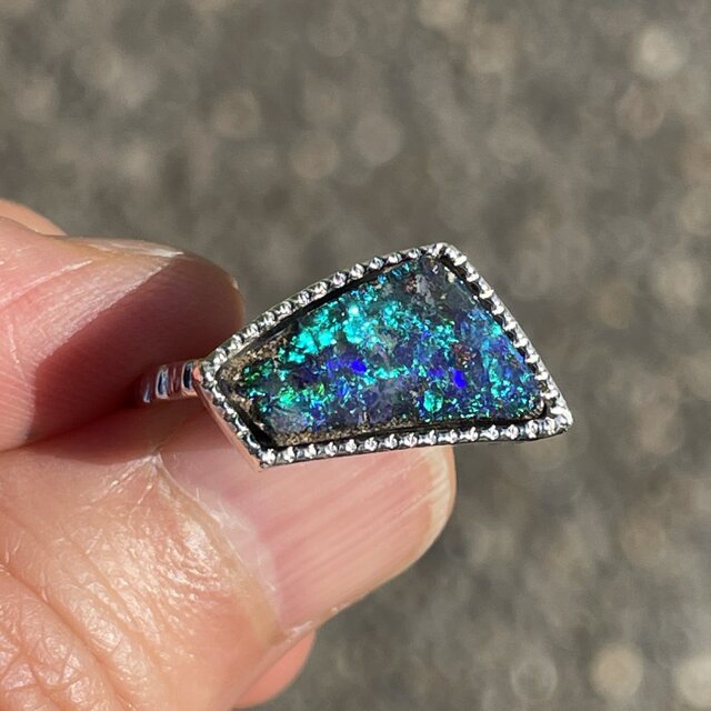 ボルダーオパール　2.241ct　変形4角形　シルバーSV925リング