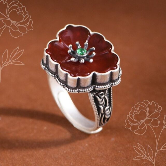 蓮の花のリング - 日常の装いに華やかさを添える　R365