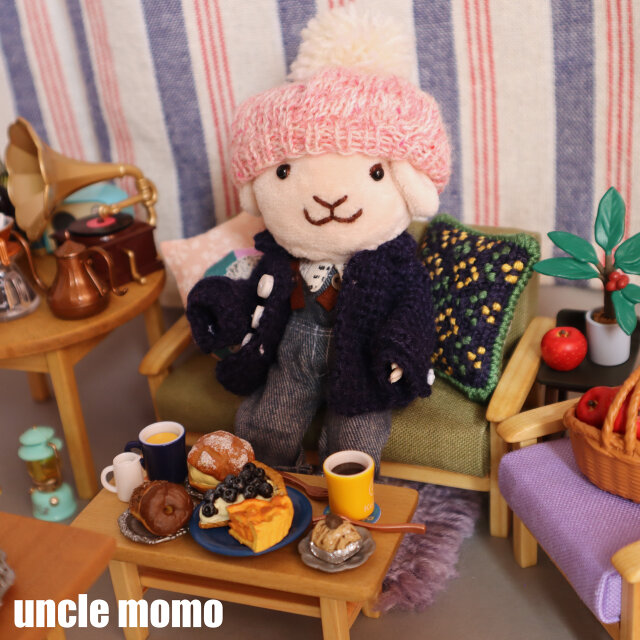 【傷あり】ドール用ソファ2人掛け(色:オリーブグリーン×オーク) 1/12ミニチュア家具 iichi 日々の暮らしを心地よくする