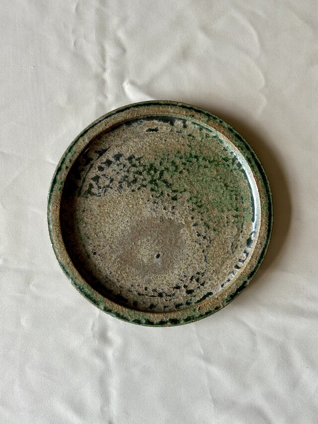緑釉リムプレート21cm