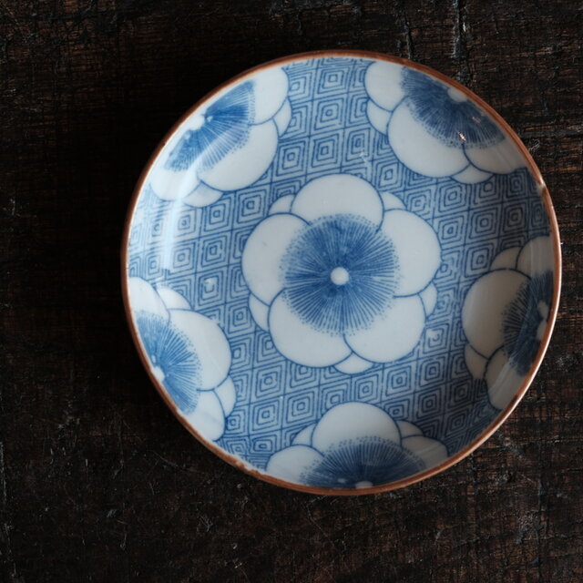 桜と入れ子菱◇印判小皿 骨董・antiques 古道具 古民家 丁寧な暮らしに