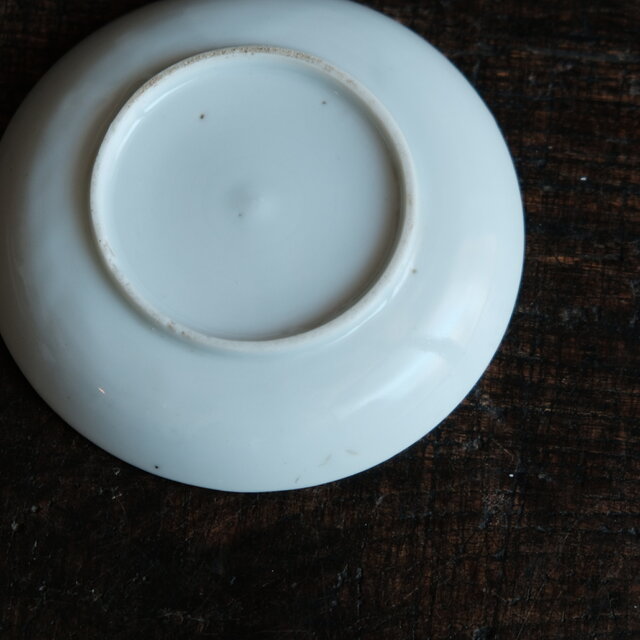 花と入子菱◇緑で素敵。印判小皿 骨董・antiques 古道具 古民家 丁寧な