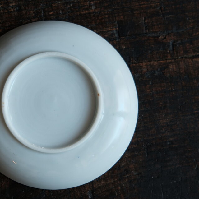 花と入子菱◇緑で素敵。印判小皿 骨董・antiques 古道具 古民家 丁寧な