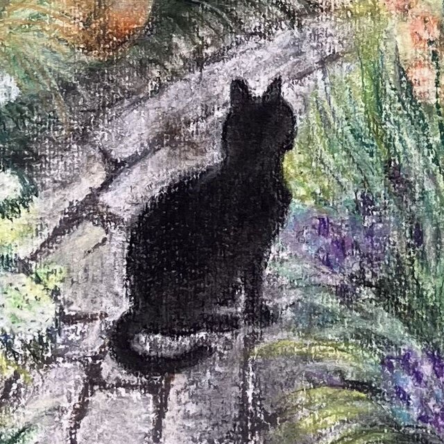 猫の水彩+パステル画[原画] 猫の絵 255 水彩画 原画 茶トラ｜