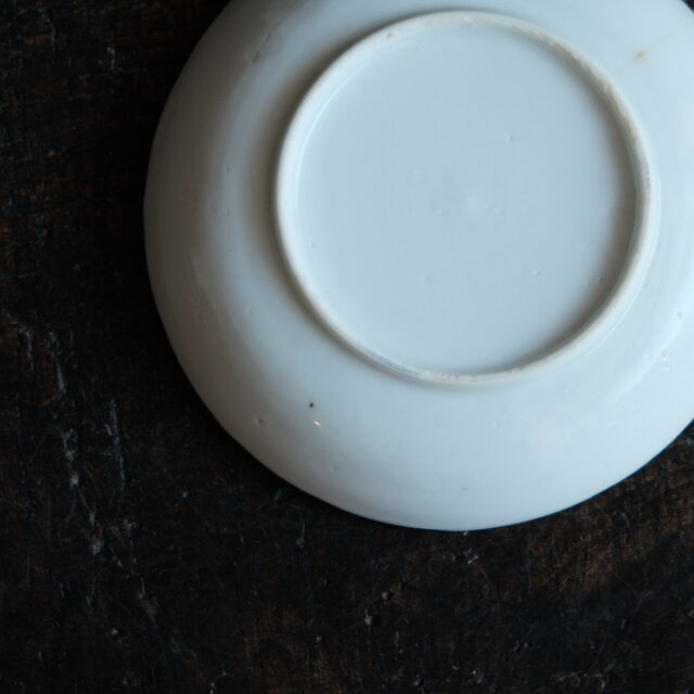 見込みに巻物◇素朴な風景図 瀬戸焼 赤絵金彩小皿 骨董/antiques 器 古