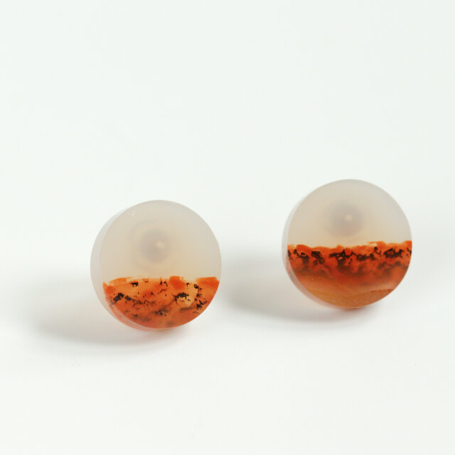 K14｜Terra｜アゲート・オレンジカラーのスタッドピアス